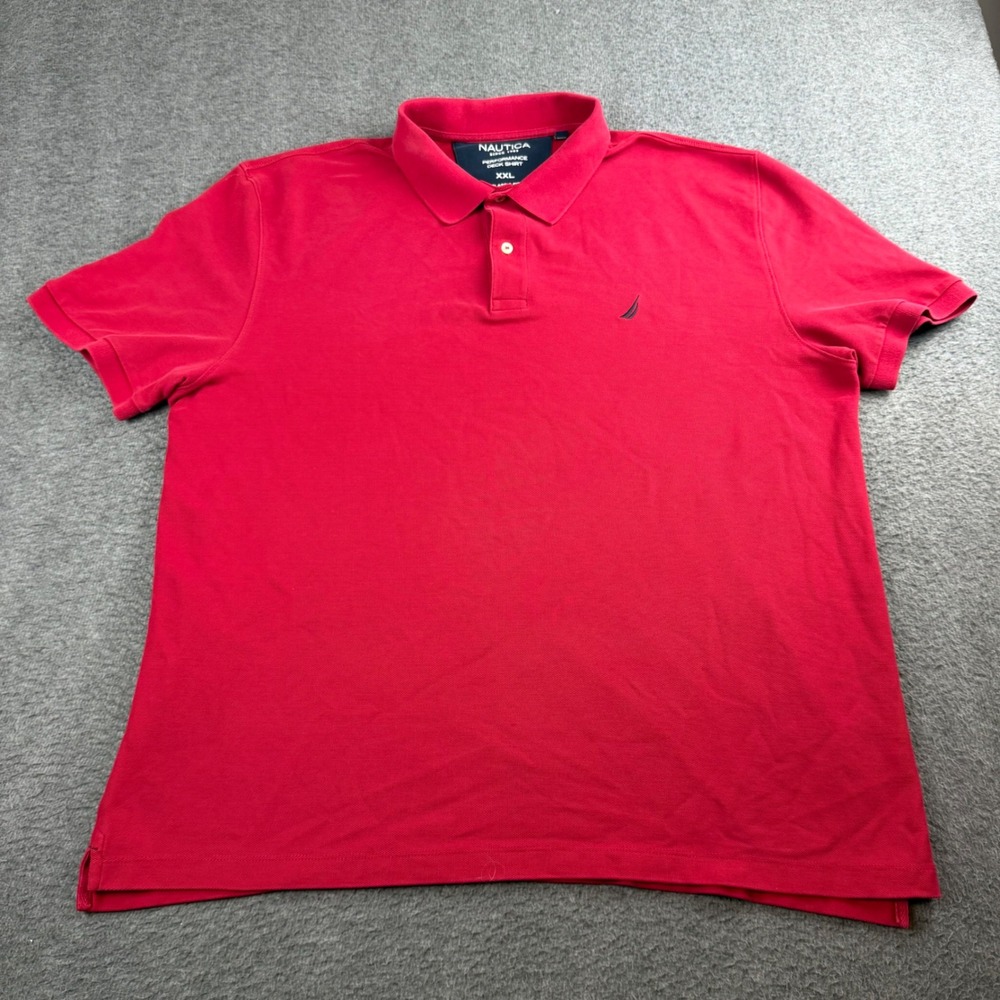Nautica Performance Deck‎ Shirt Men's XXL Red Short Sleeve Classic Fit Polo